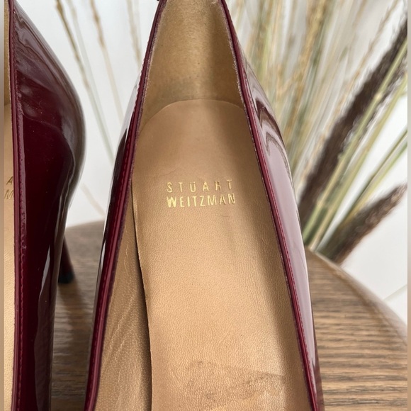 Stuart Weitzman Burgundy Peep-Toe Heels size 10 - Picture 5 of 9